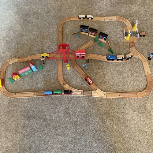 Wooden train set with - wooden,
