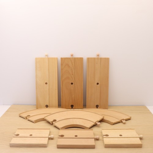 Wooden train track road pieces - wooden,