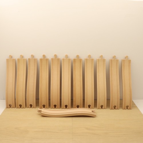 Wooden train track - train, ascending