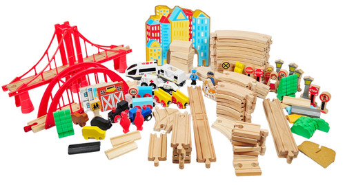 Wooden train railway set huge - train,