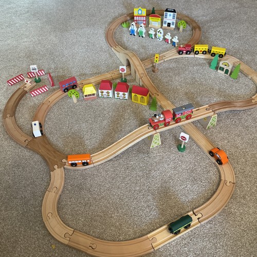 Wooden train set with track - wooden,