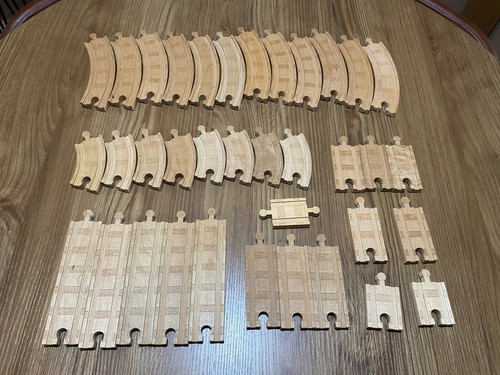Wooden train track pieces - wooden, 36