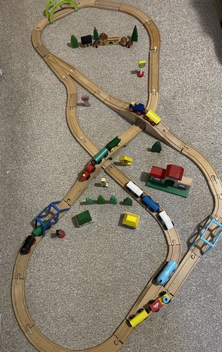 Wooden train set with - wooden, track