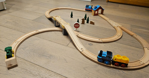 Wooden train track set with - wooden,