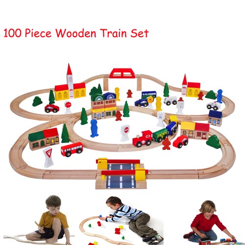 100 piece wooden train set - piece,