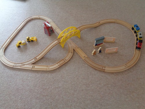 Wooden train track set - wooden, with