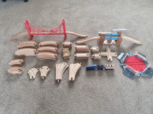 Wooden train track bundle with - track,