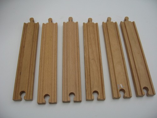 Six long straight wooden train - straight,
