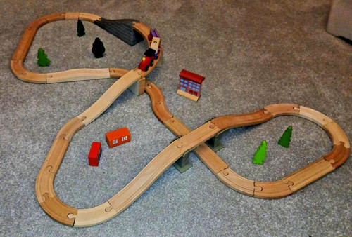 Wooden train set - wooden, with
