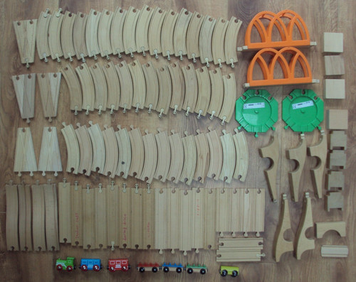 Wooden train track and - train,