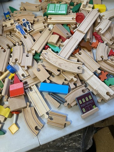 Wooden toy train track pieces - train,