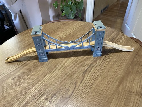 Wooden train track bridge - train,