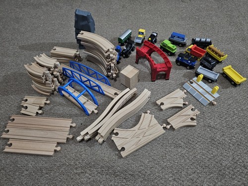 Wooden train track set - wooden, bundle