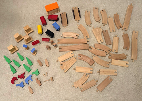 Wooden train track vehicles - train, track,
