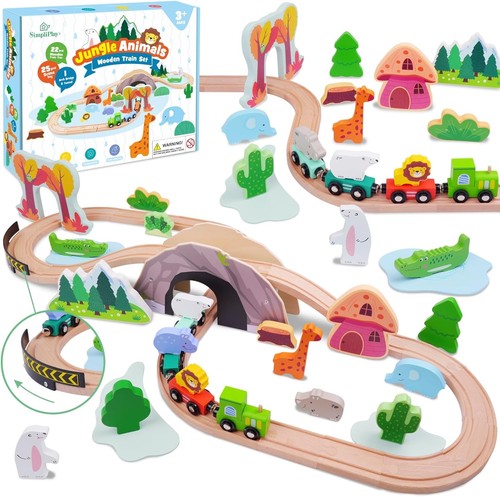 Wooden jungle train set 45pcs - set,