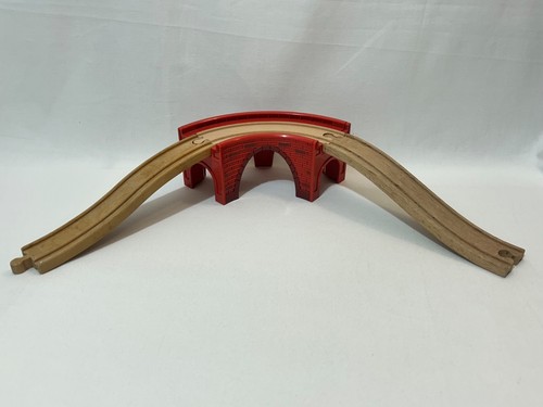 Wooden train track red viaduct - wooden,