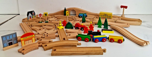 Vintage wooden train track set - wooden,