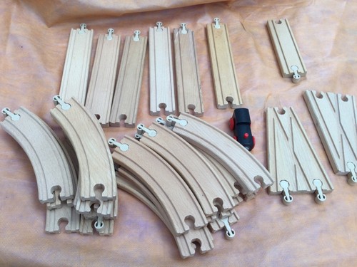 Wooden train track bundle with - track,