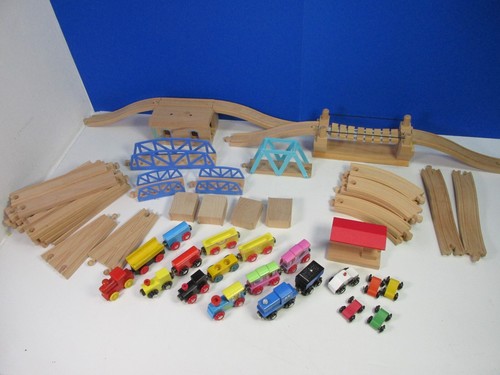 Wooden train railway - wooden, lot