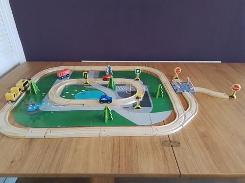 Wooden train track - train,
