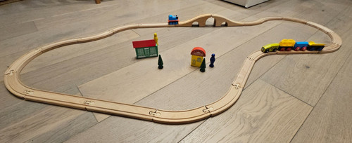 Wooden train track set with - wooden,